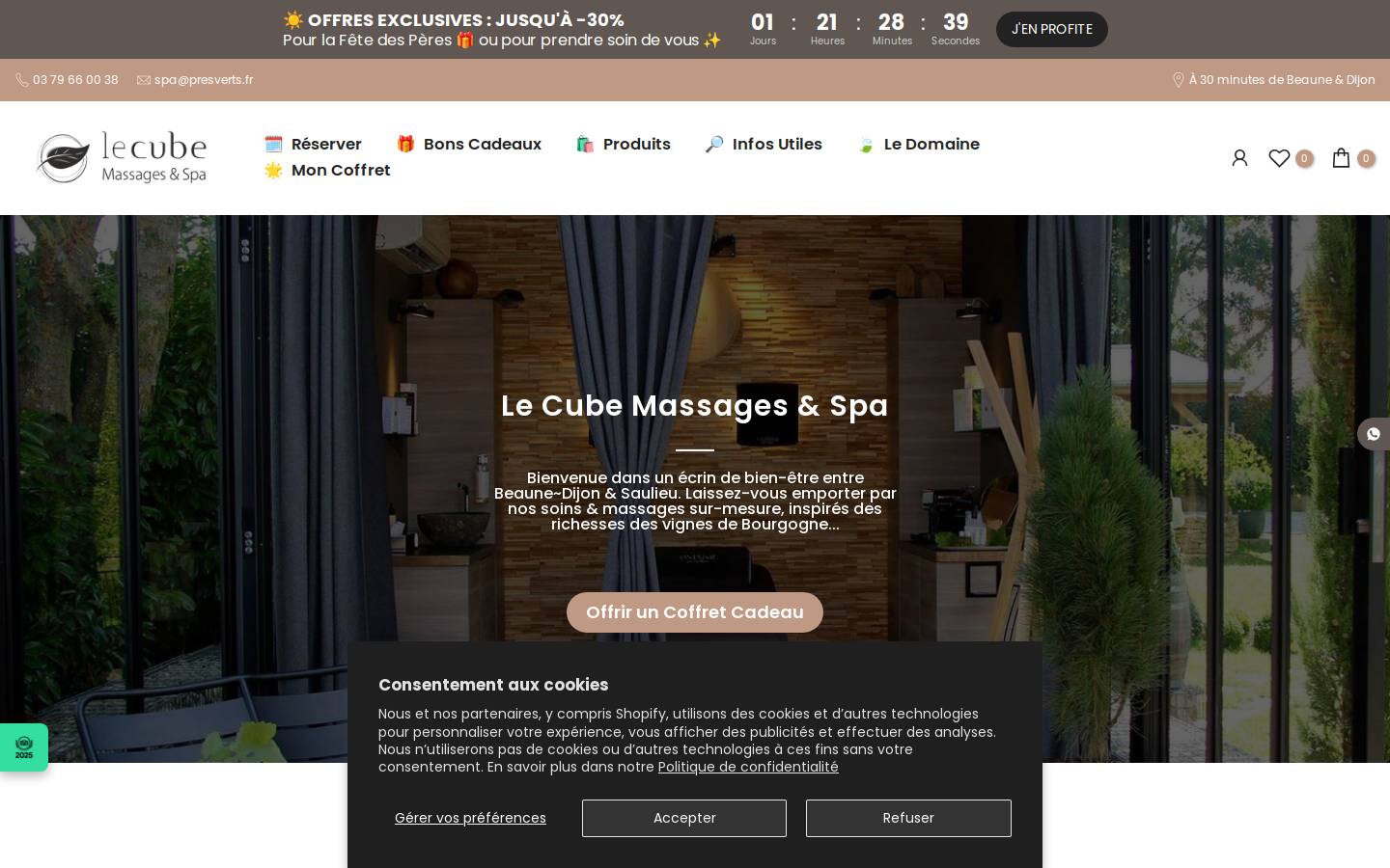 lecubespa.com homepage screenshot