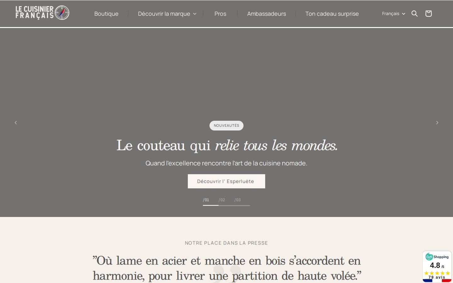 Le Cuisinier Français homepage screenshot