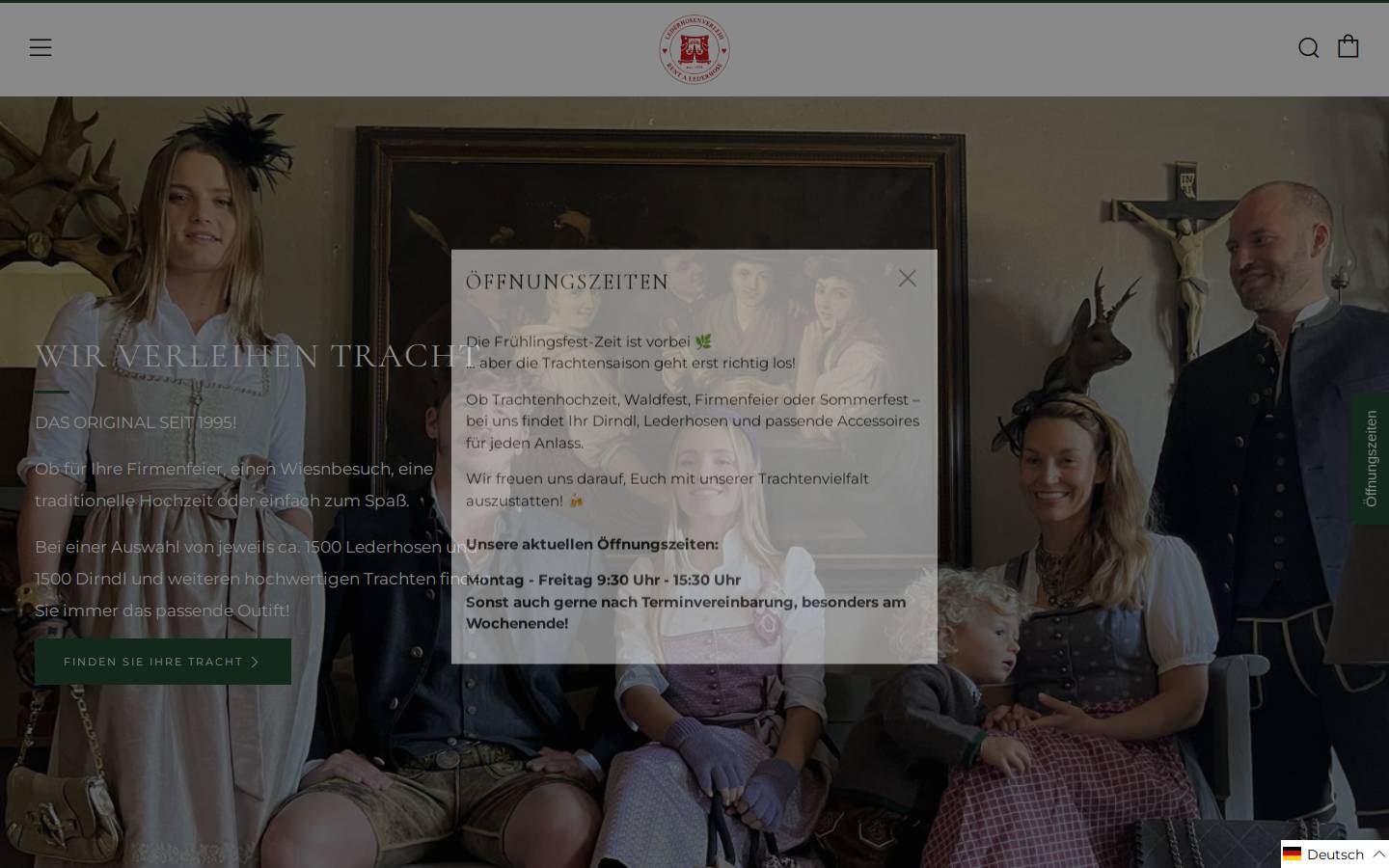 lederhosenverleih.de homepage screenshot