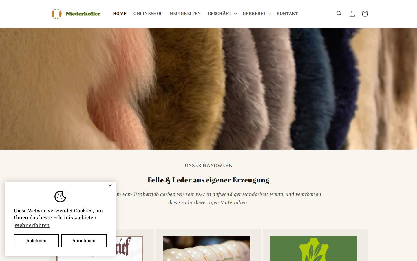 ledermode.at homepage screenshot