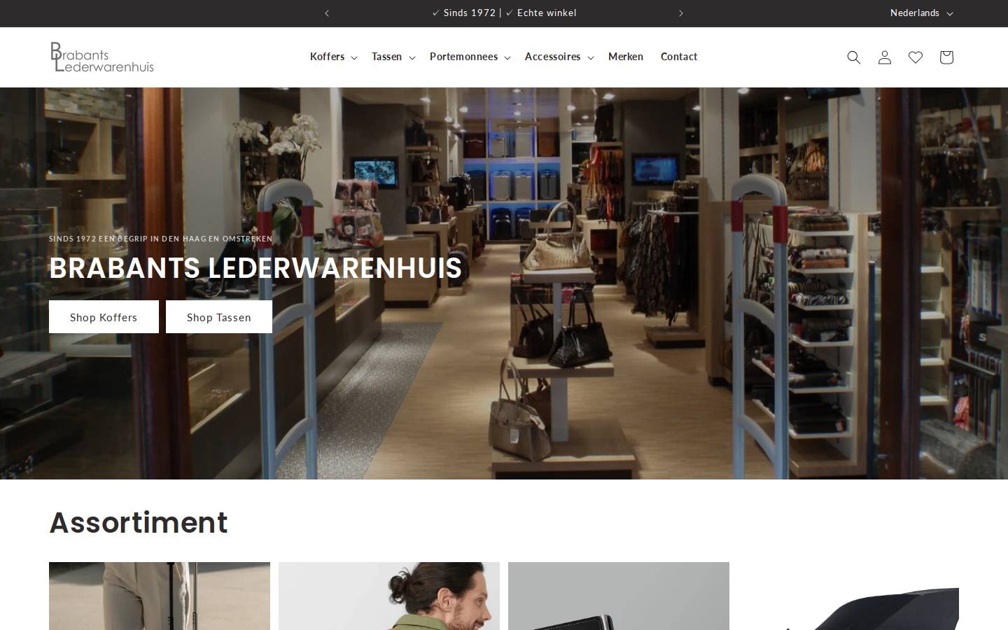 Brabants Lederwarenhuis homepage screenshot