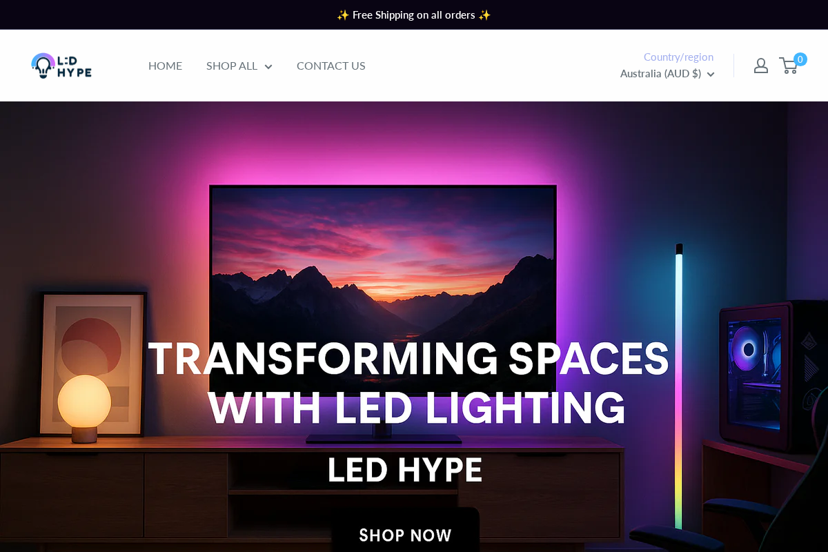 LED Hype Shop homepage screenshot
