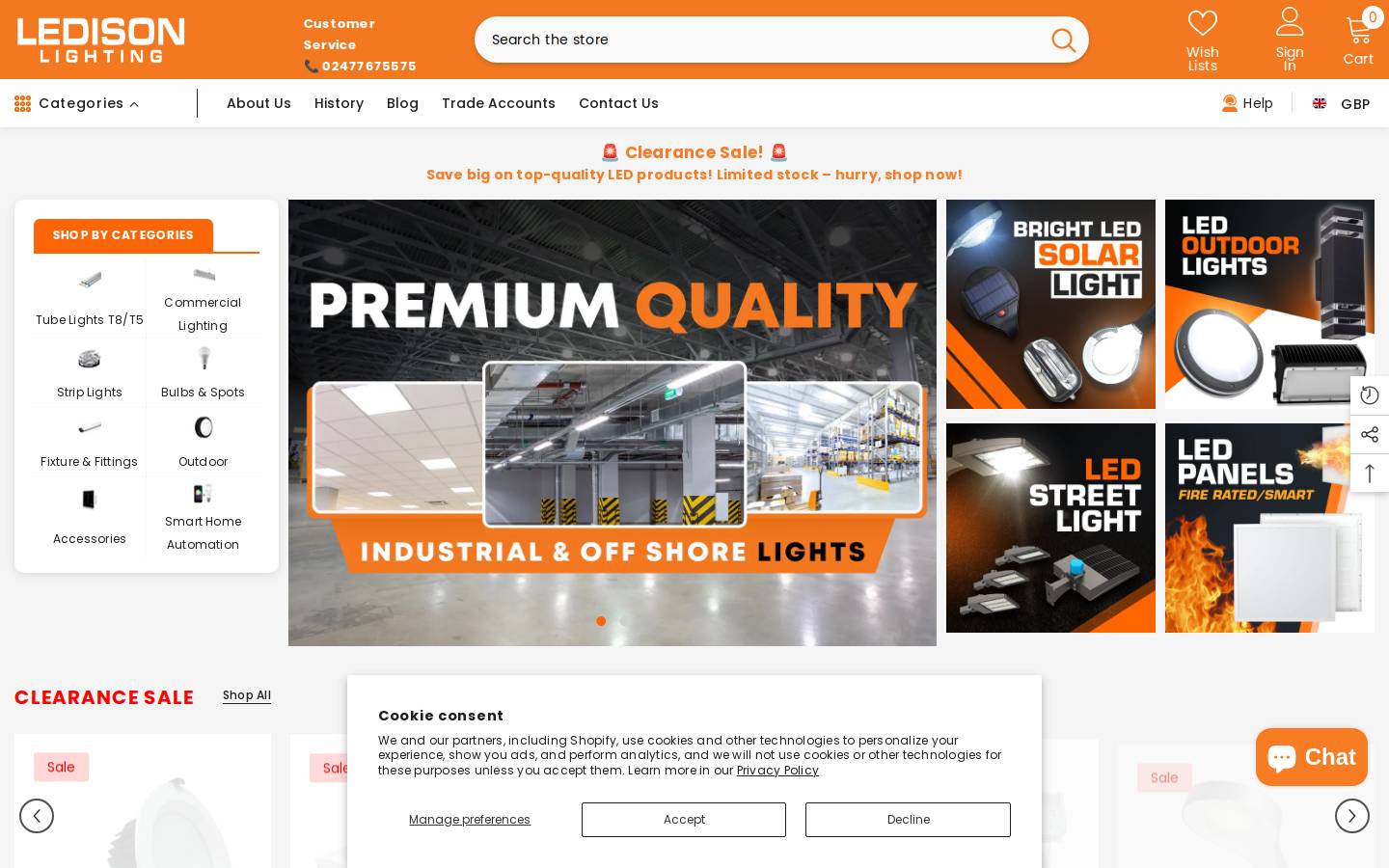 Ledison Led Lights homepage screenshot