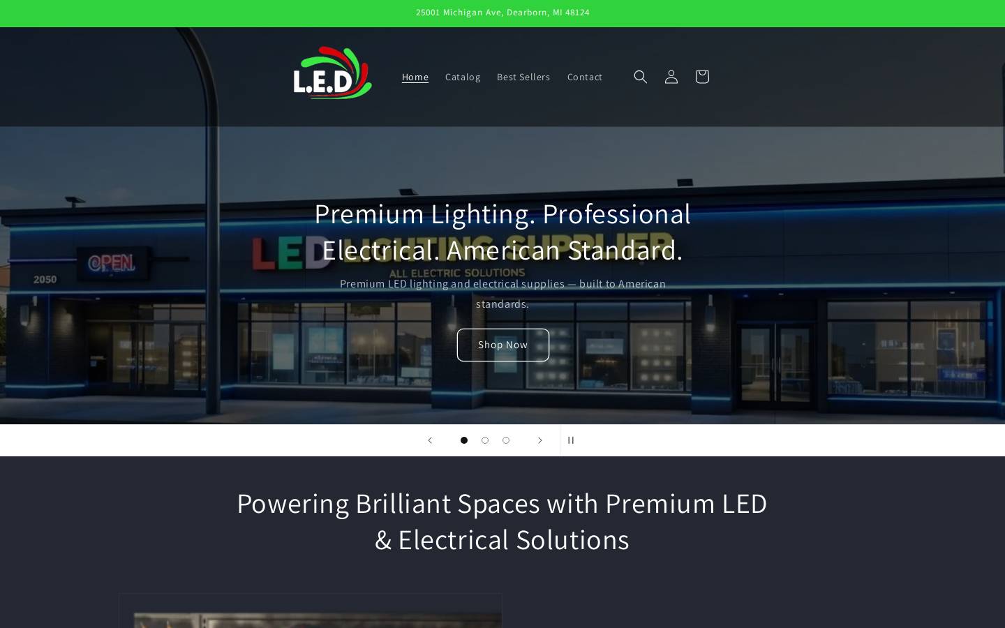 ledlightingelectricalsupplier.com homepage screenshot