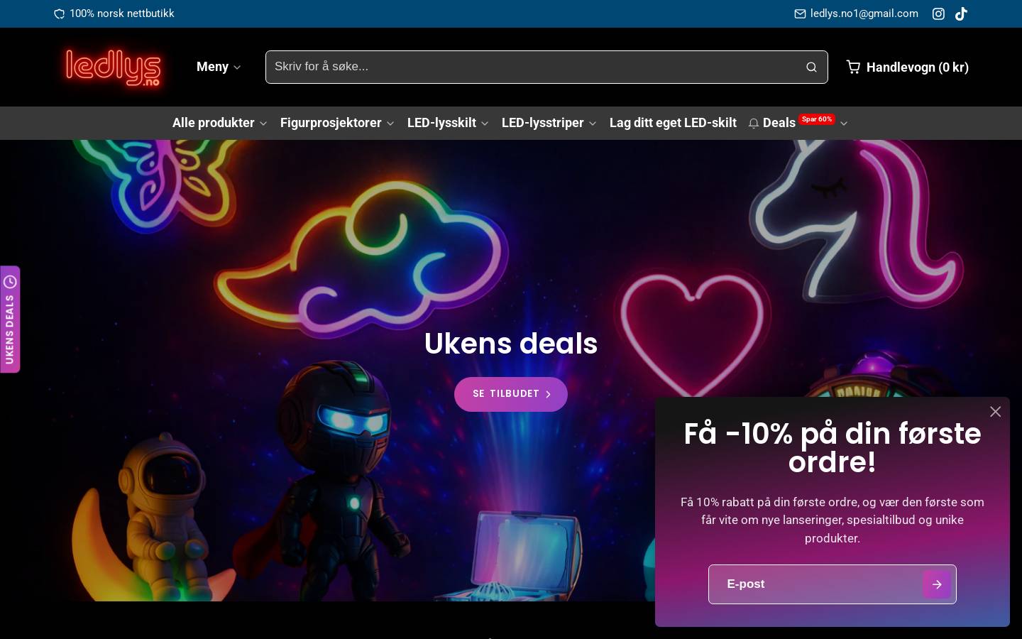 ledlys.no homepage screenshot