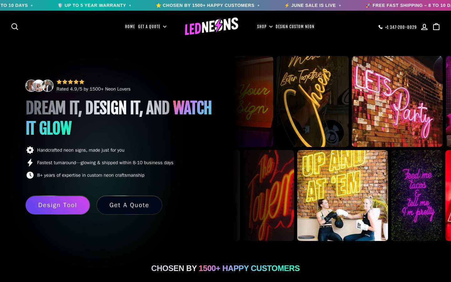 Ledneons homepage screenshot