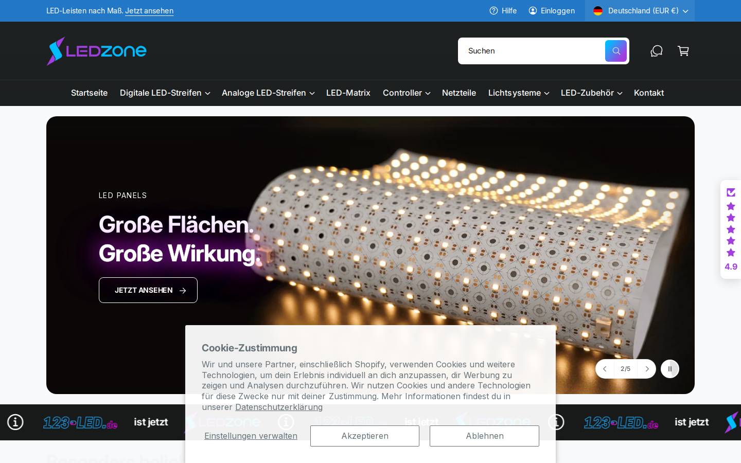ledzone.de homepage screenshot