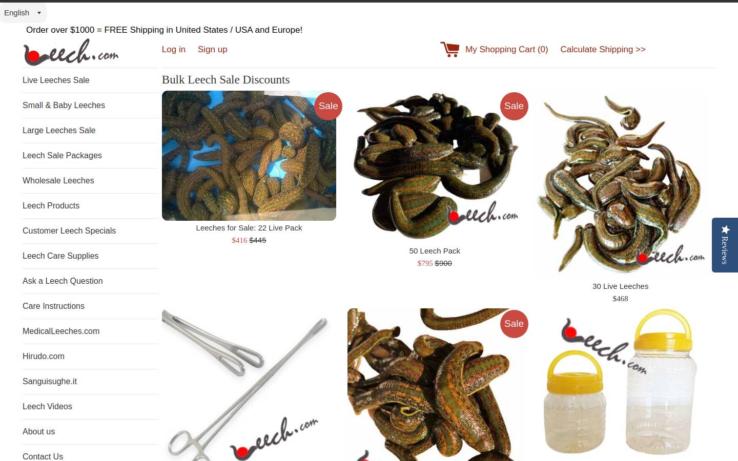 Leeches homepage screenshot