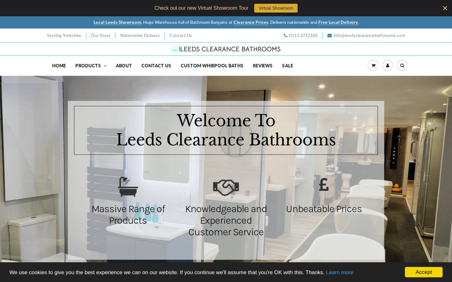 leedsclearancebathrooms.com homepage screenshot