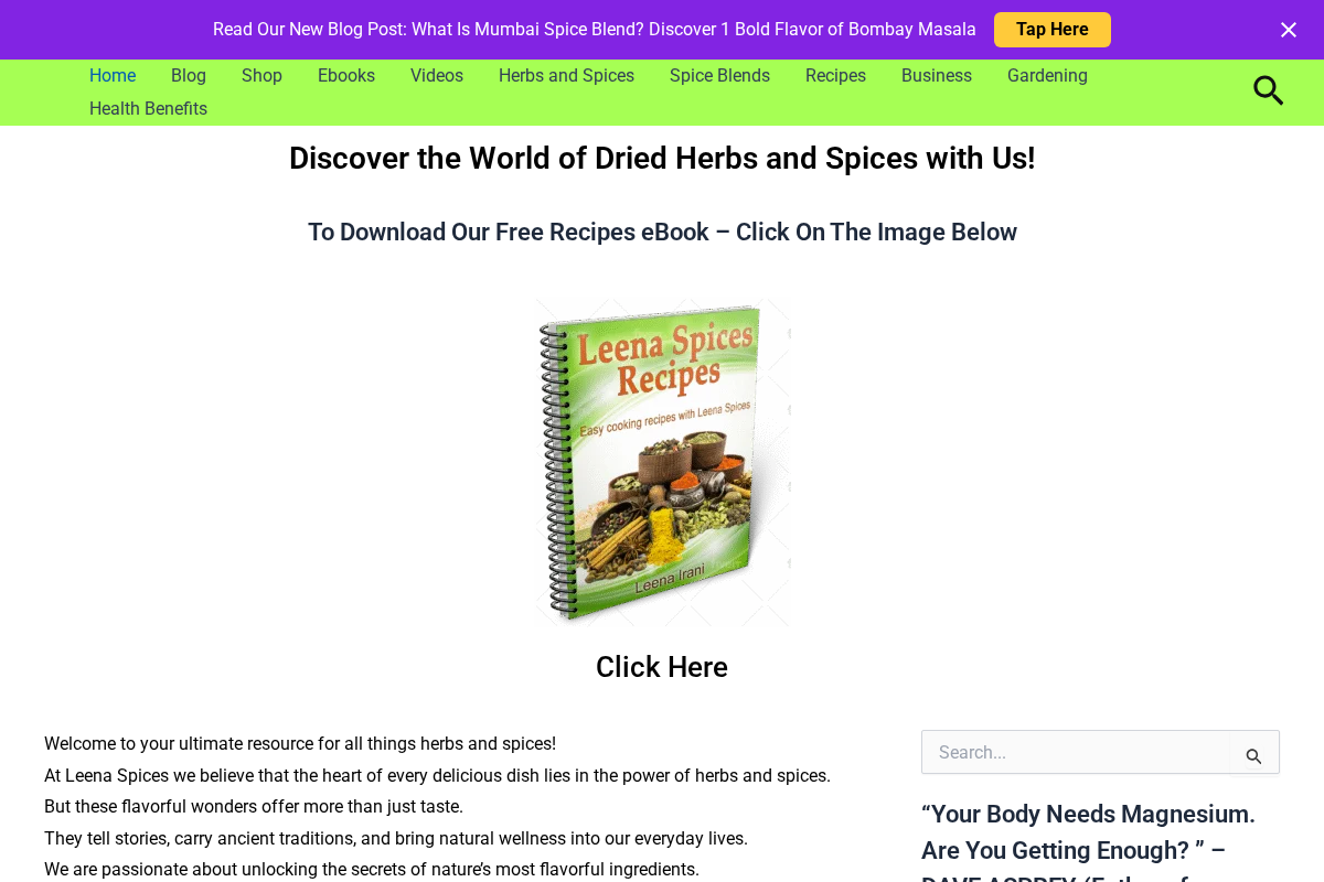 leenaspices.co.nz homepage screenshot