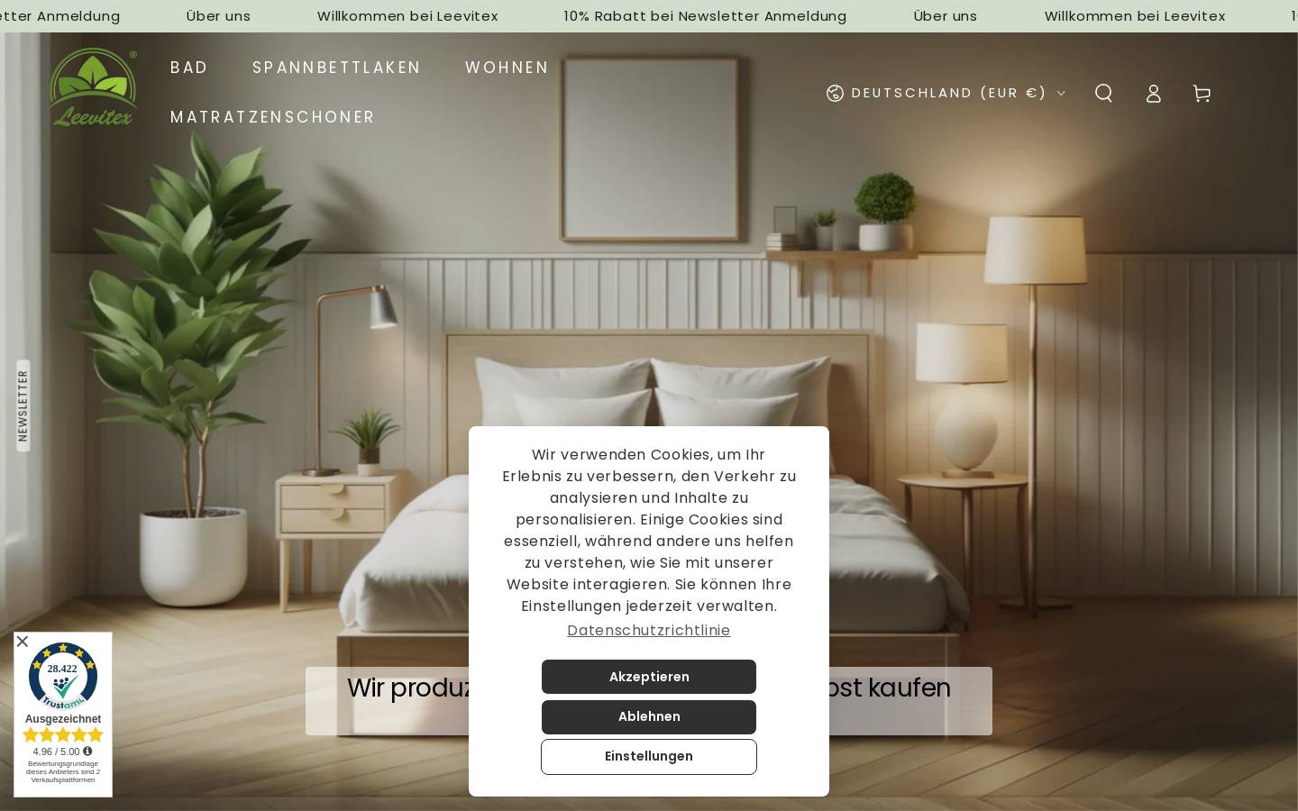 leevitex.de homepage screenshot