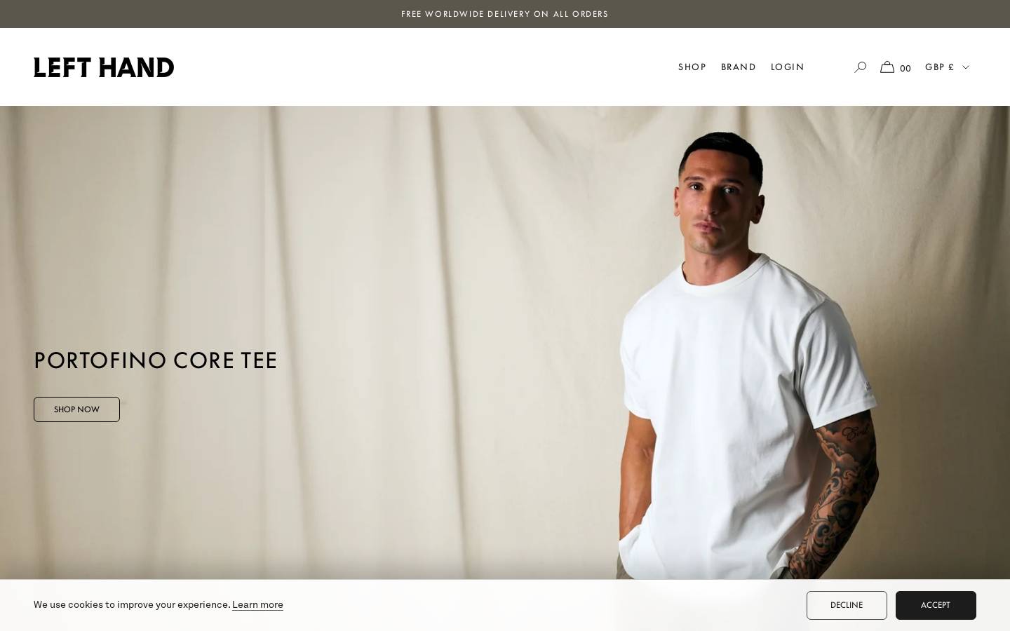Left Hand Sportswear homepage screenshot