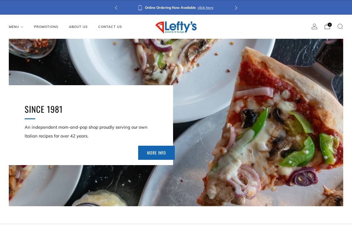 leftyspizzeria.ca homepage screenshot