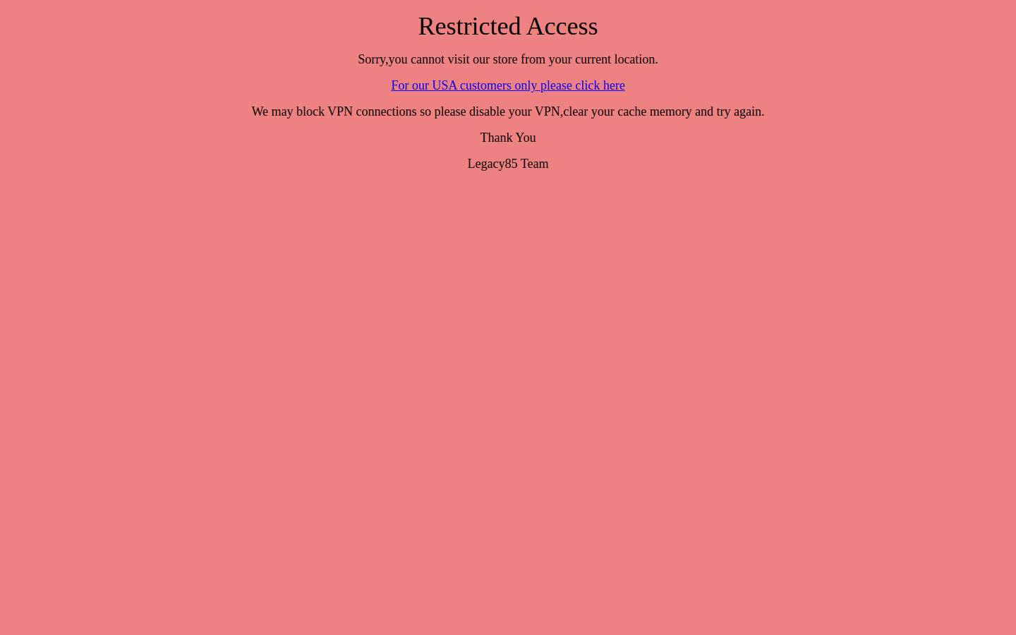 Legacy85 homepage screenshot