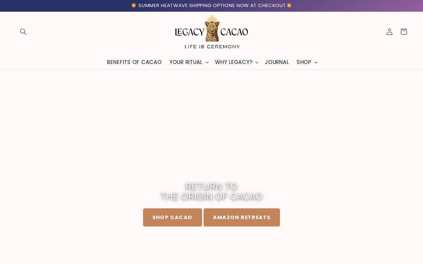 legacycacao.com homepage screenshot