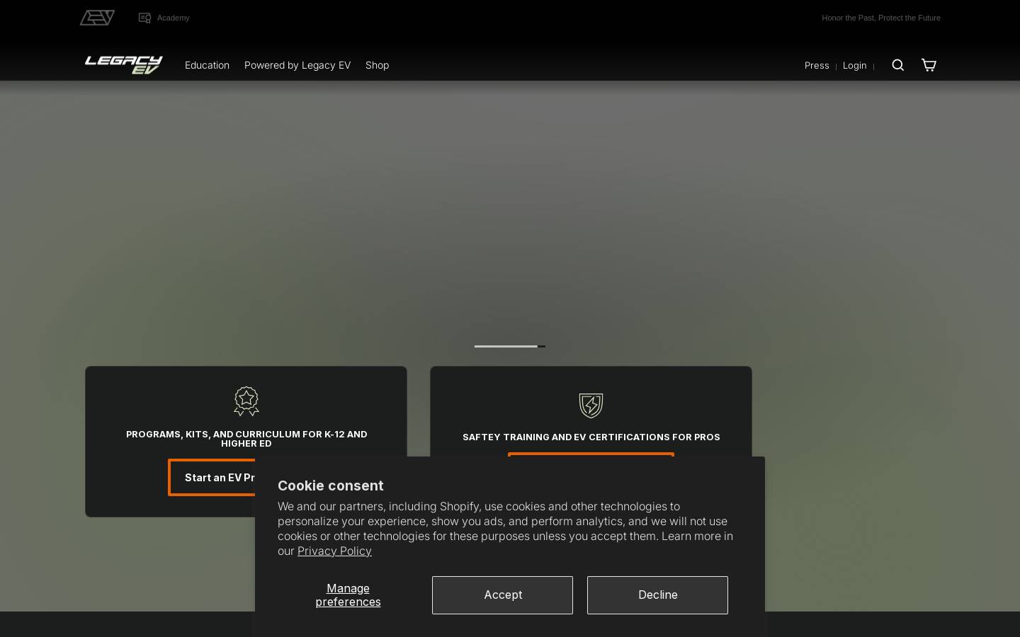 legacyev.com homepage screenshot