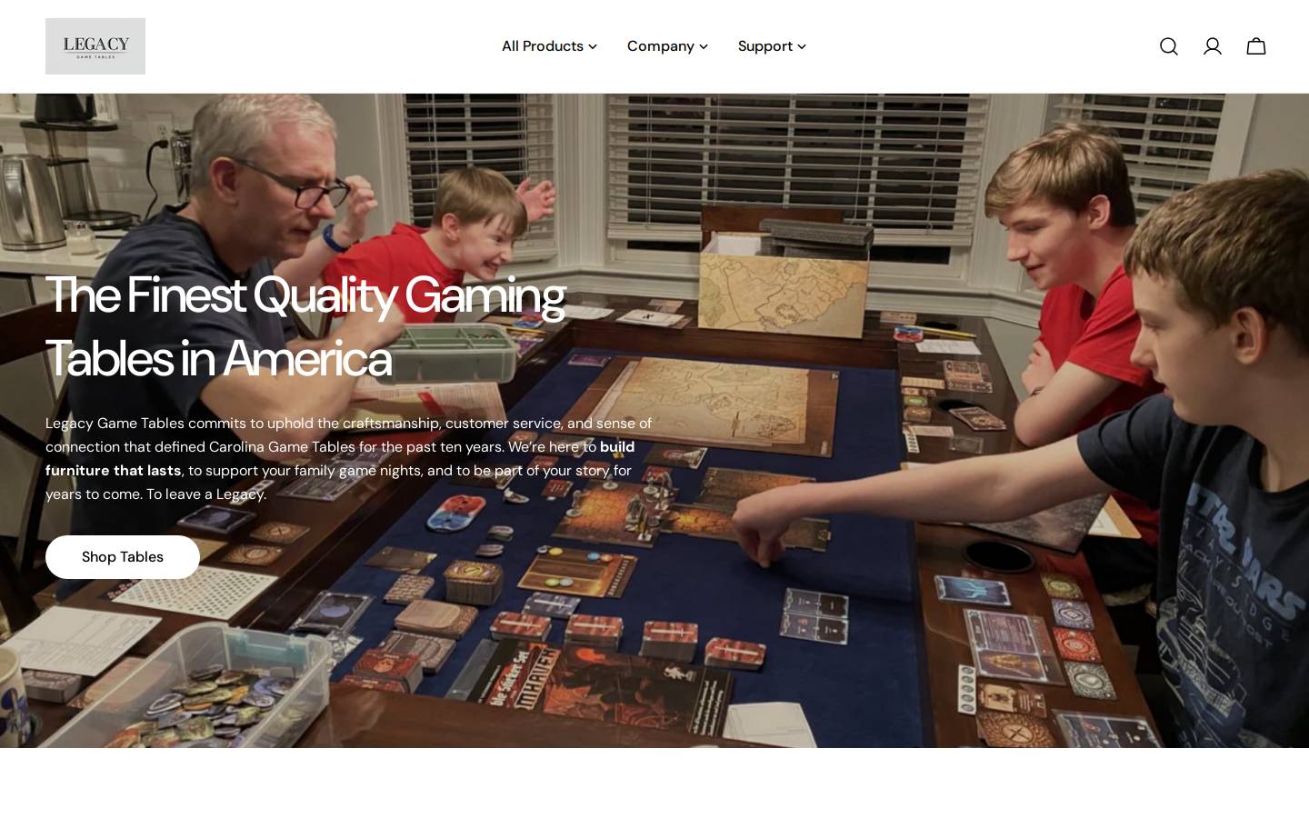 legacygametables.com homepage screenshot