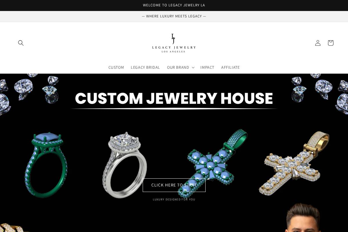 Legacy Jewelry LA homepage screenshot