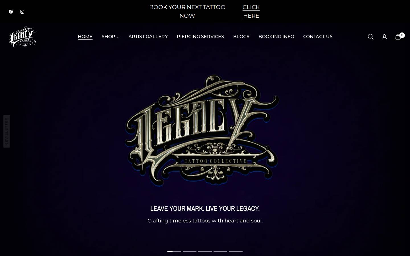 legacytattoocollective.com homepage screenshot