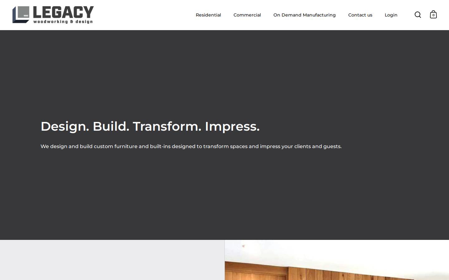legacywoodworkinganddesign.com homepage screenshot