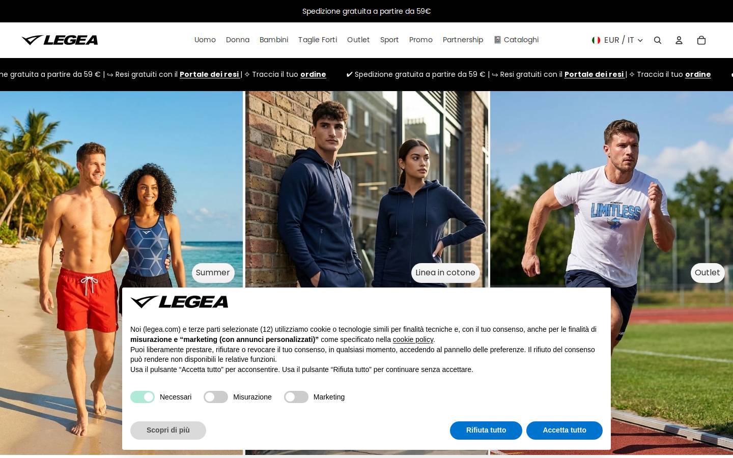 Legea homepage screenshot