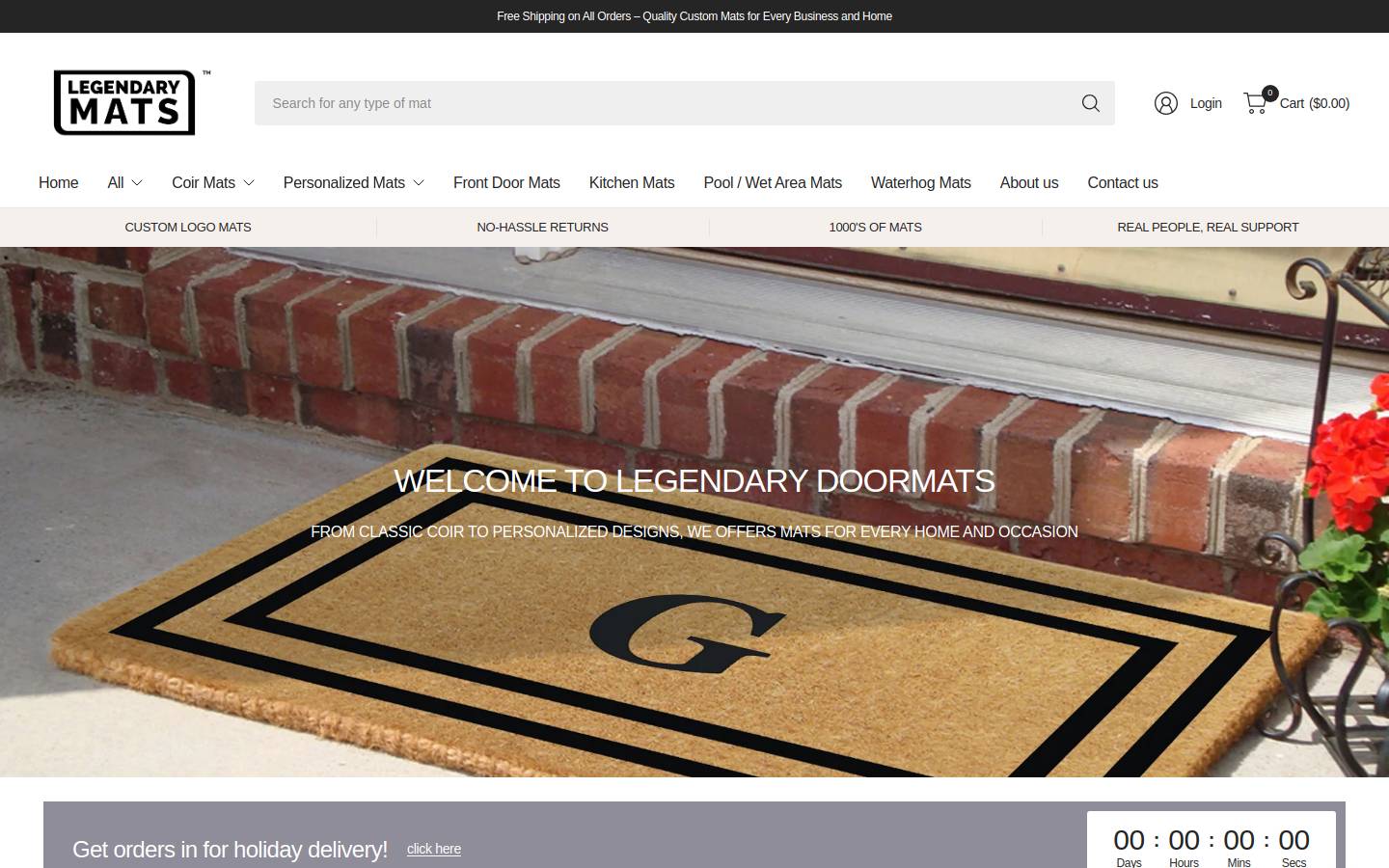legendarydoormats.com homepage screenshot