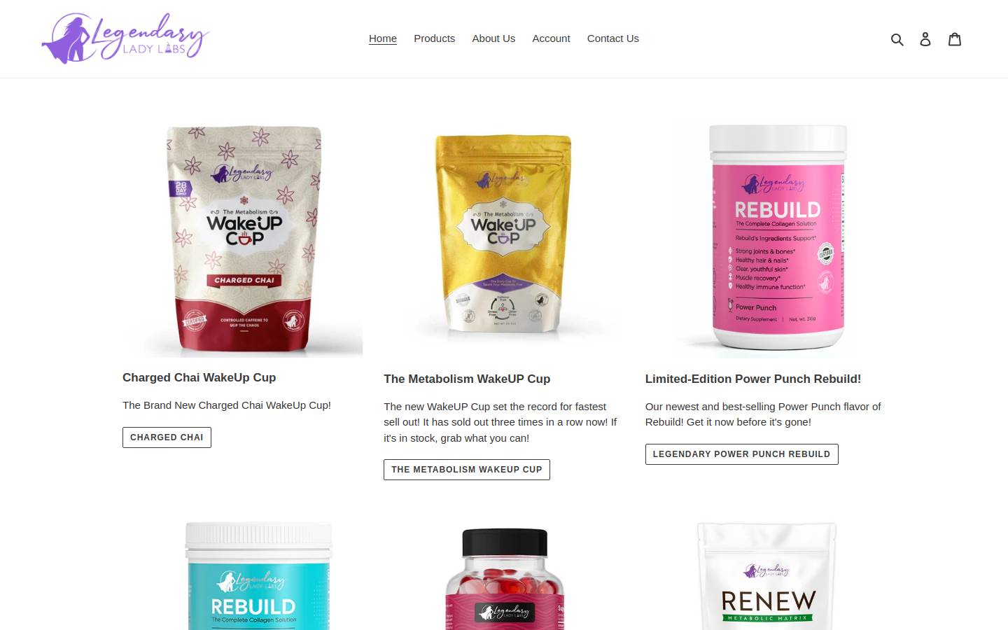legendaryladylabs.com homepage screenshot