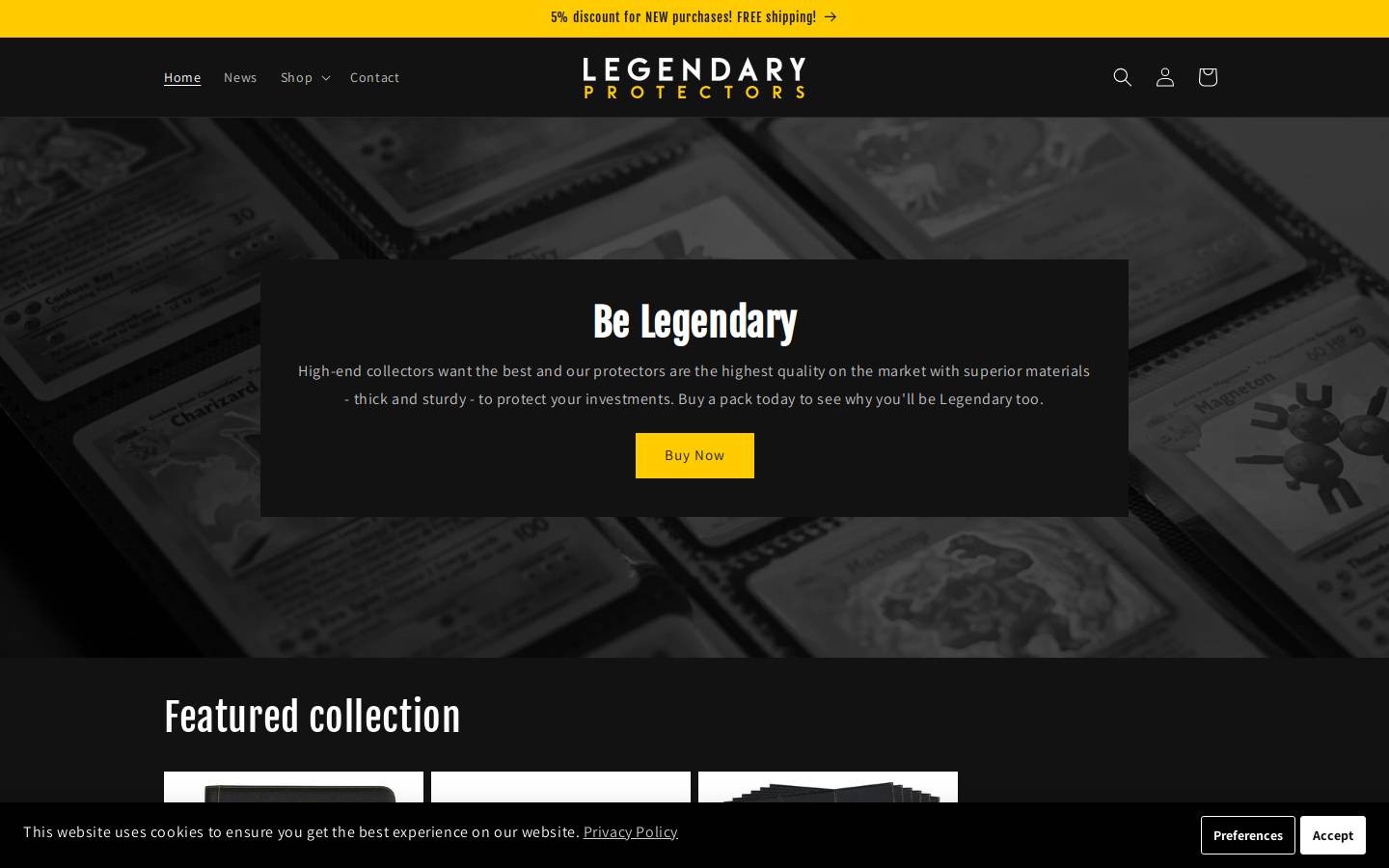 legendaryprotectors.com homepage screenshot