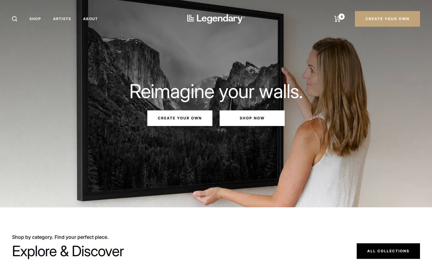 Legendary Wall Art homepage screenshot