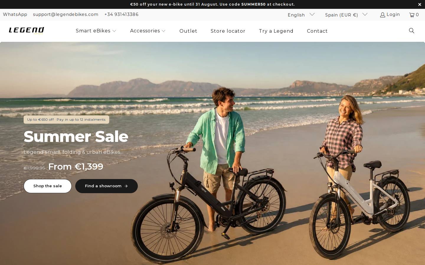 Legend eBikes homepage screenshot