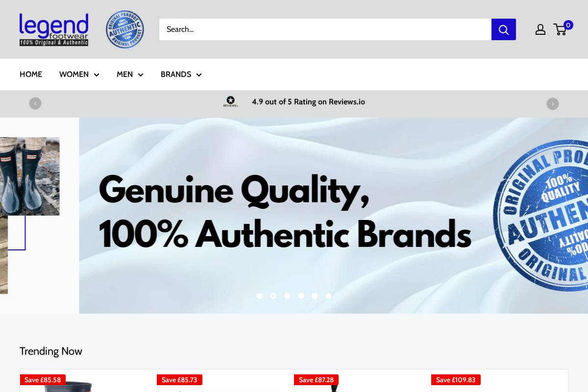 Legend Footwear homepage screenshot