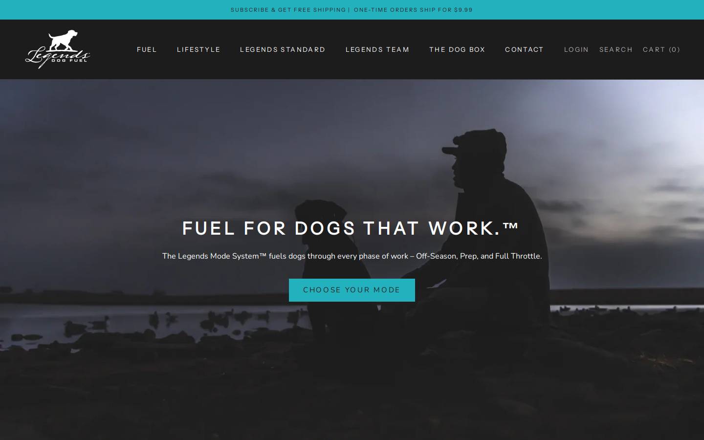 legendsdogfood.com homepage screenshot
