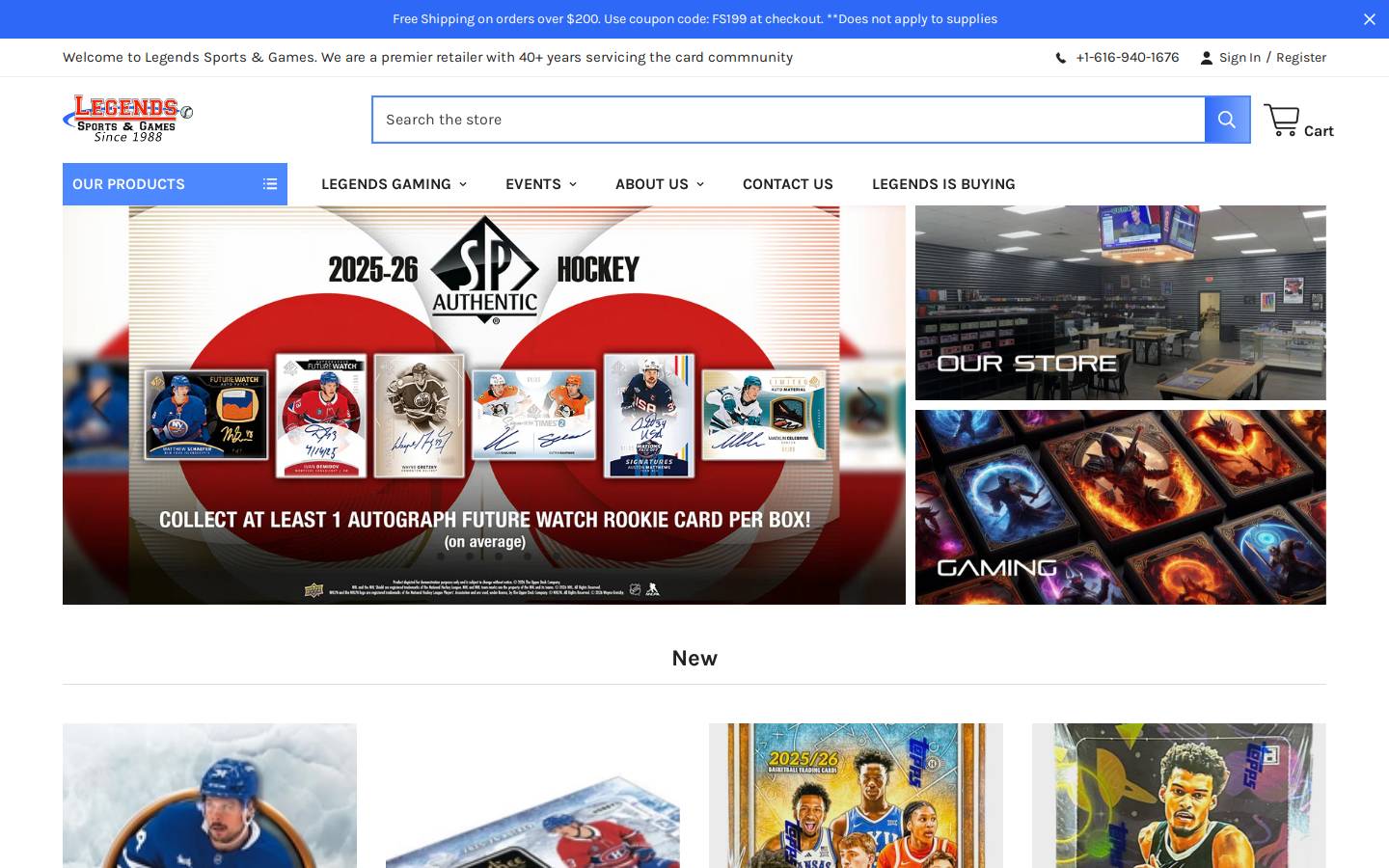 Legendsfanshop homepage screenshot