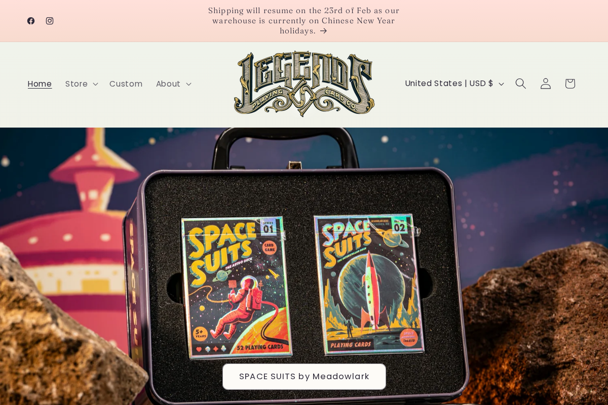Legends Playing Card Co. homepage screenshot