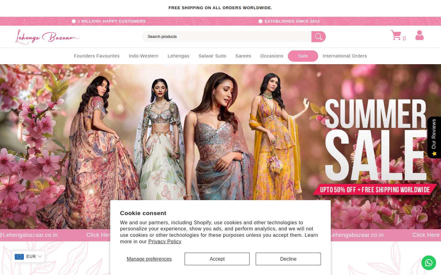 lehengabazaar.co.in homepage screenshot