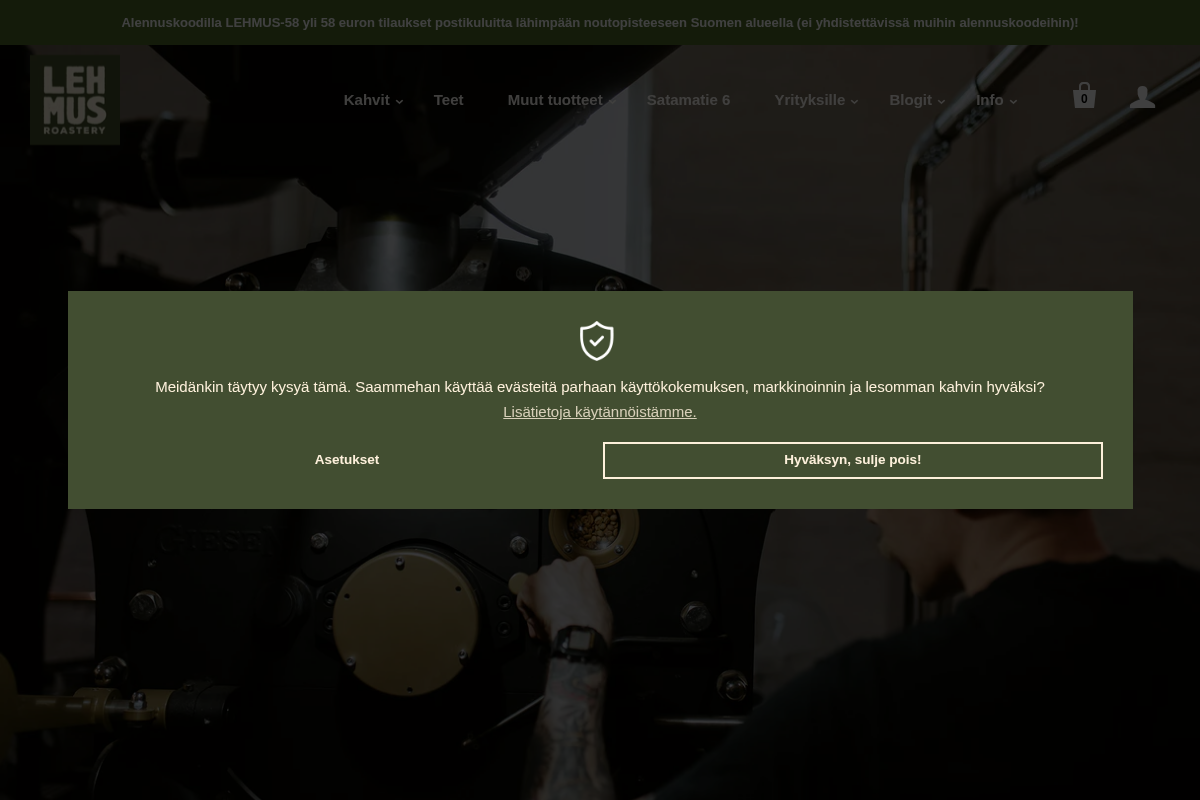 Lehmus Roastery homepage screenshot