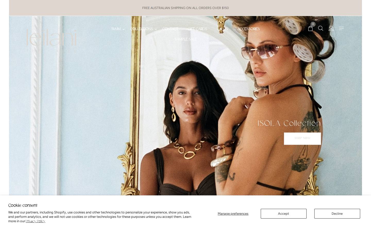 leilanithelabel.com homepage screenshot