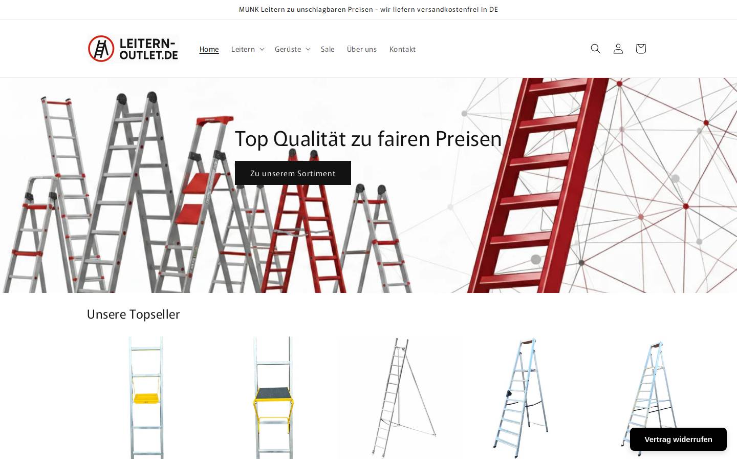 leitern-outlet.de homepage screenshot