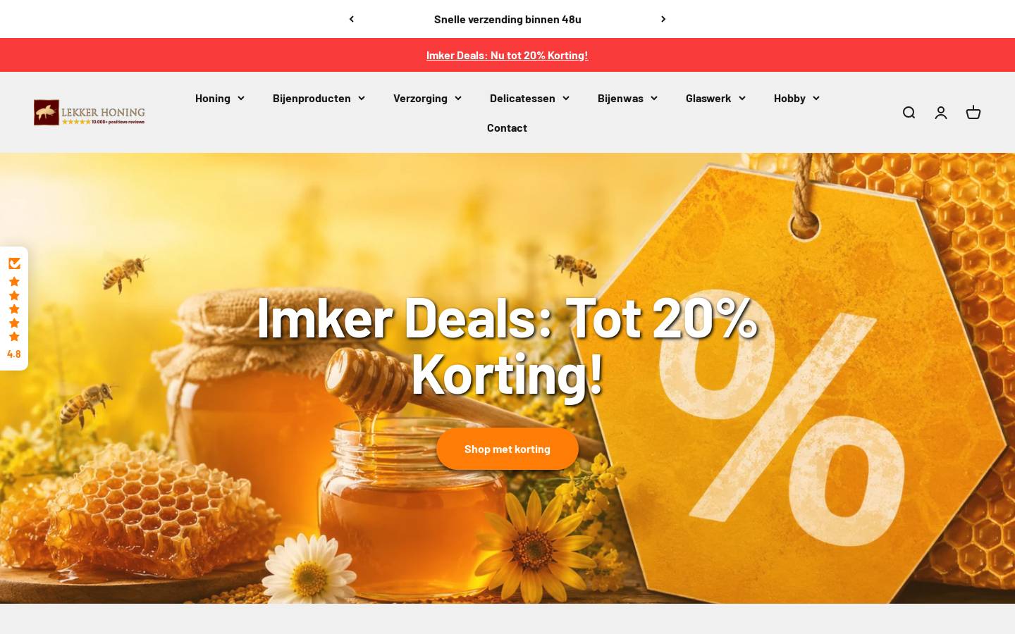 Lekkerhoning.nl homepage screenshot