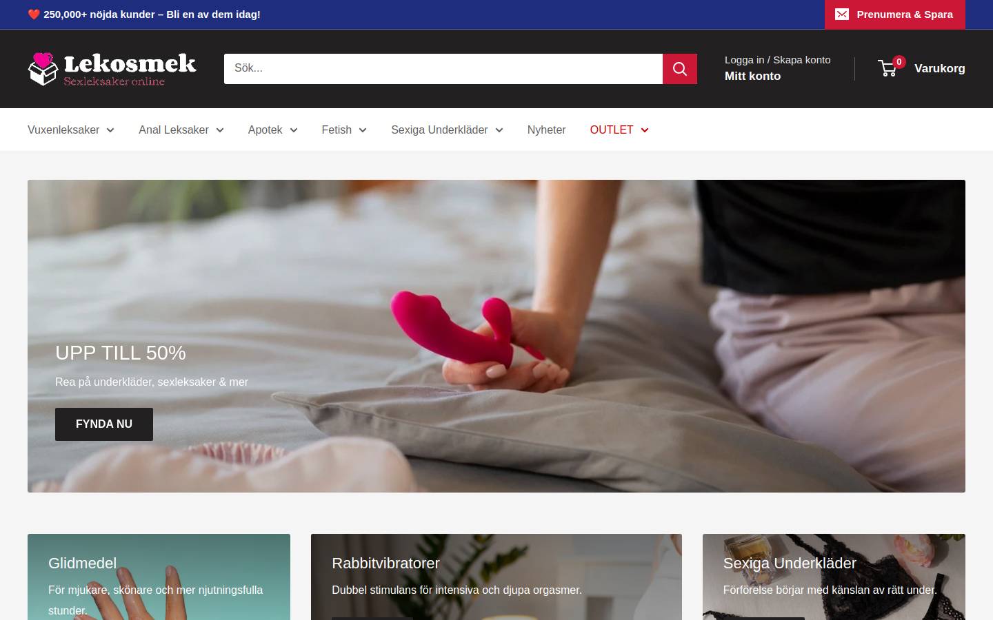 Lekosmek.se - Sexleksaker Online homepage screenshot