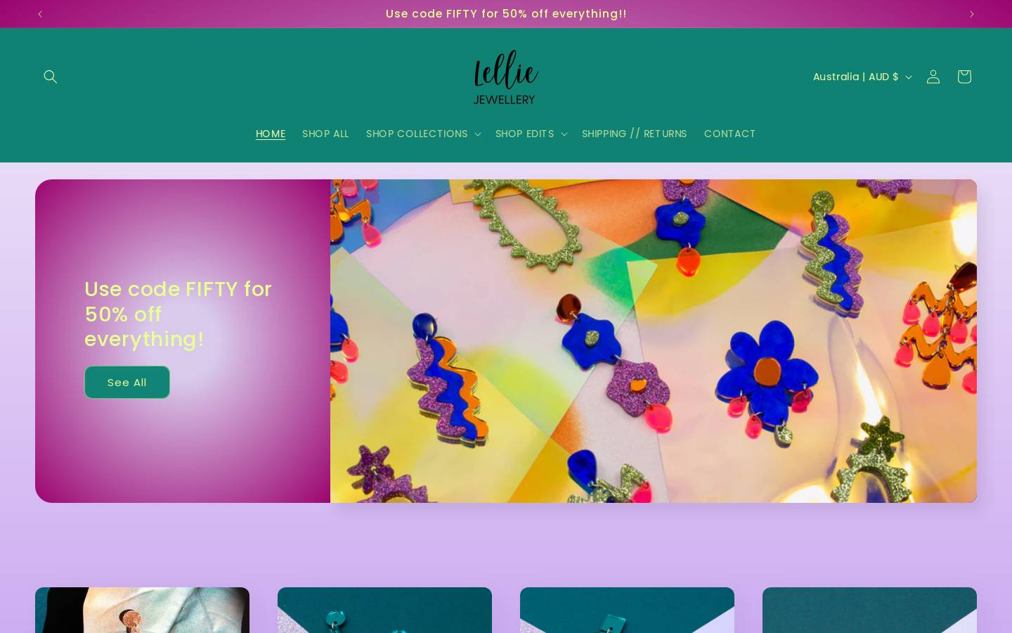 lelliejewellery.com homepage screenshot
