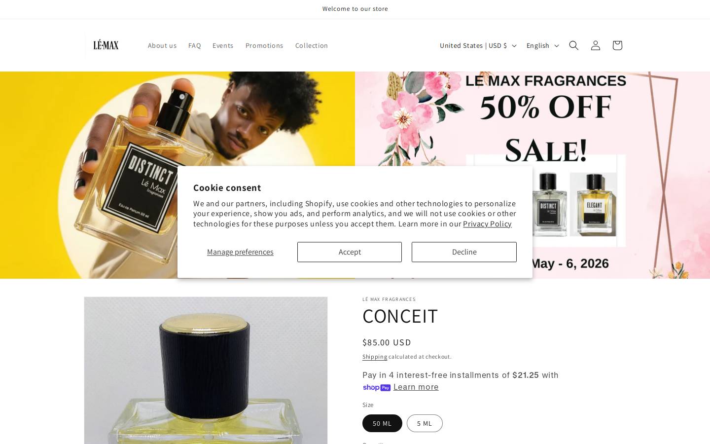 lemaxfragrances.com homepage screenshot