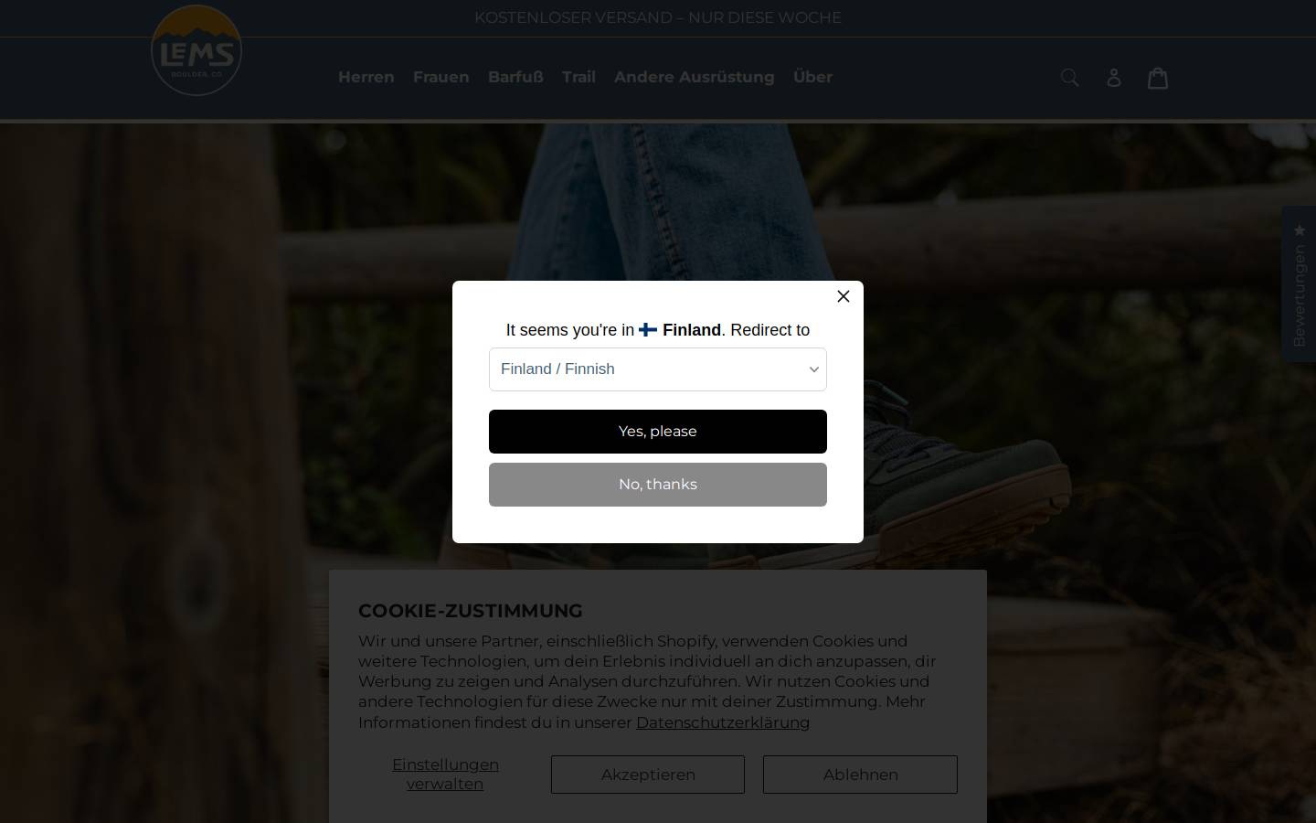 Lems Shoes homepage screenshot