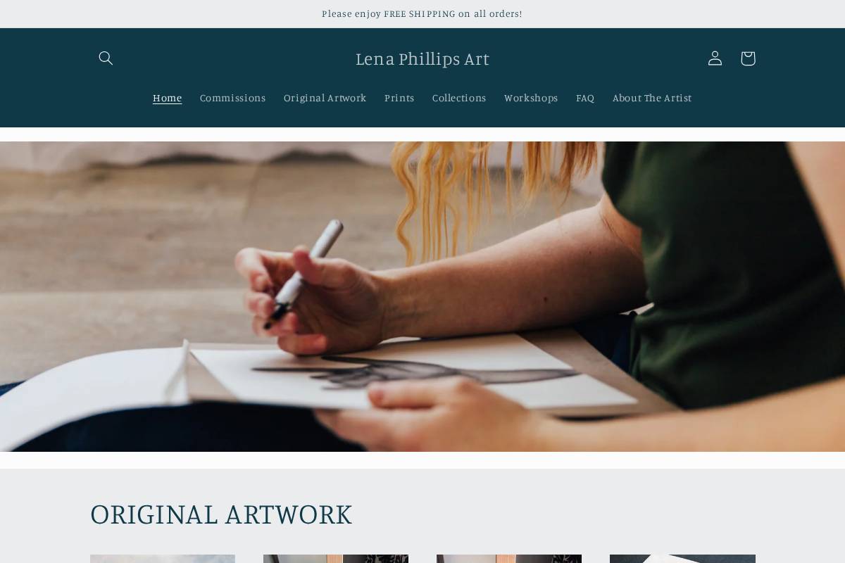Lena Phillips Art homepage screenshot