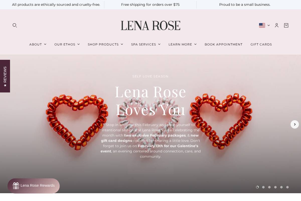 lenarosebeauty.com homepage screenshot
