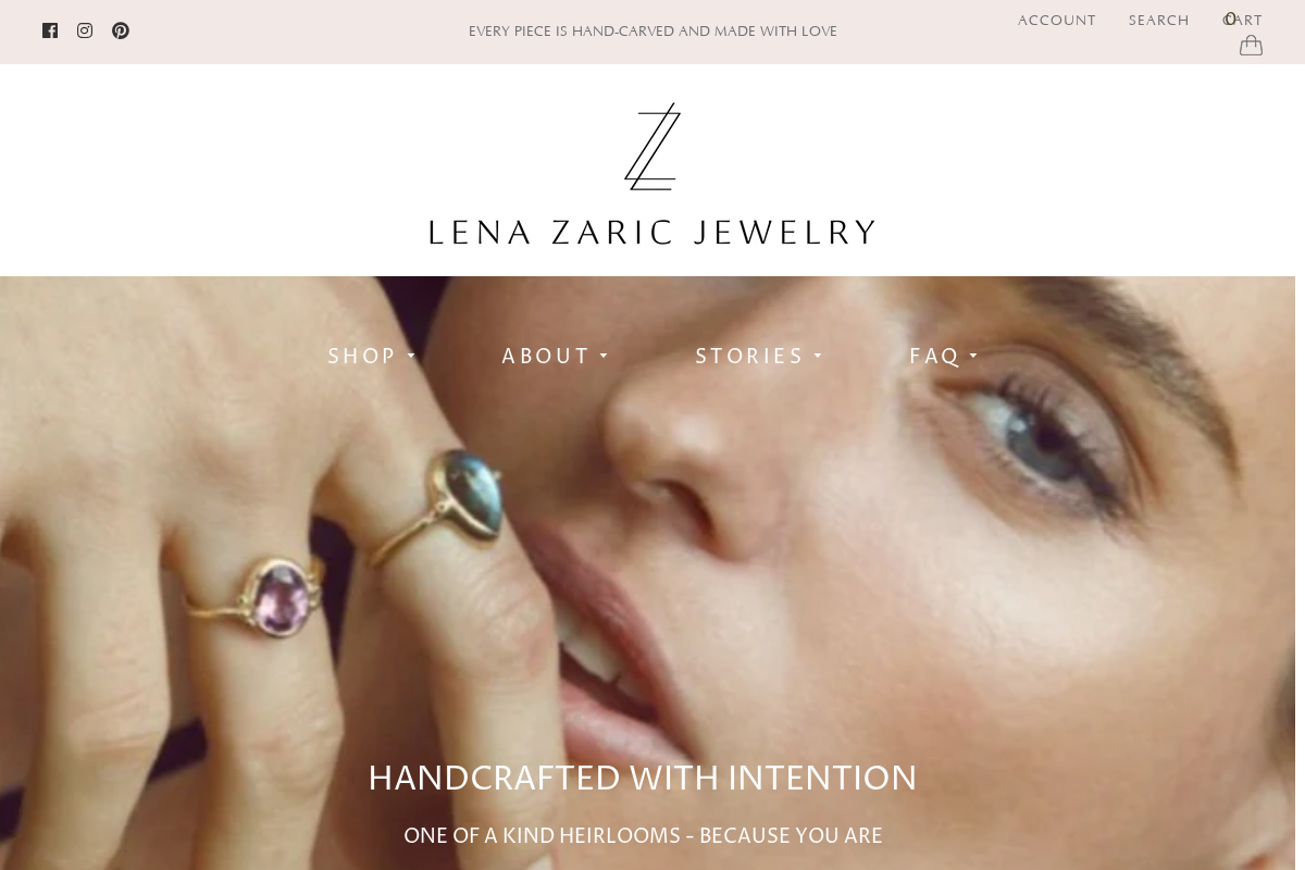 Lena Zaric Jewelry homepage screenshot