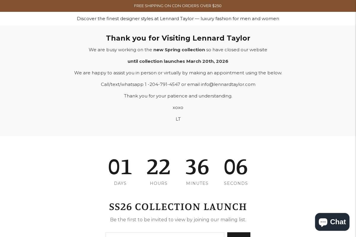 lennardtaylor.com homepage screenshot