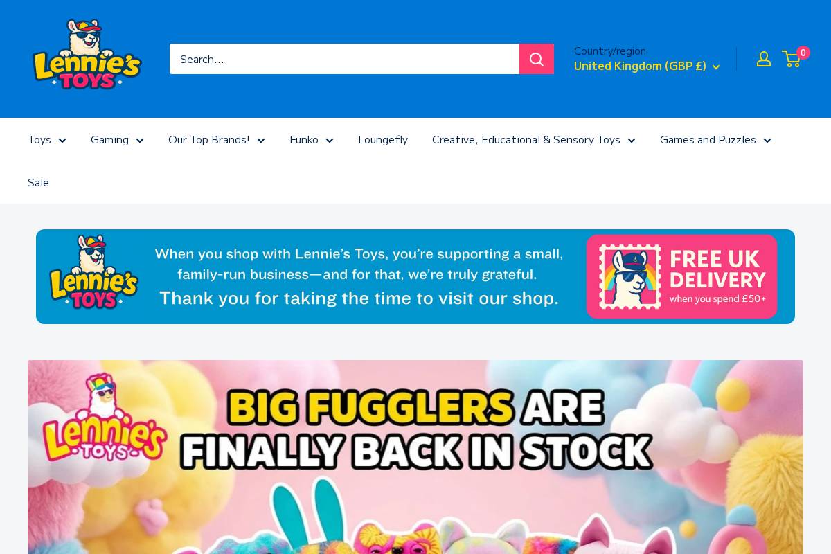 Lennies Toys homepage screenshot