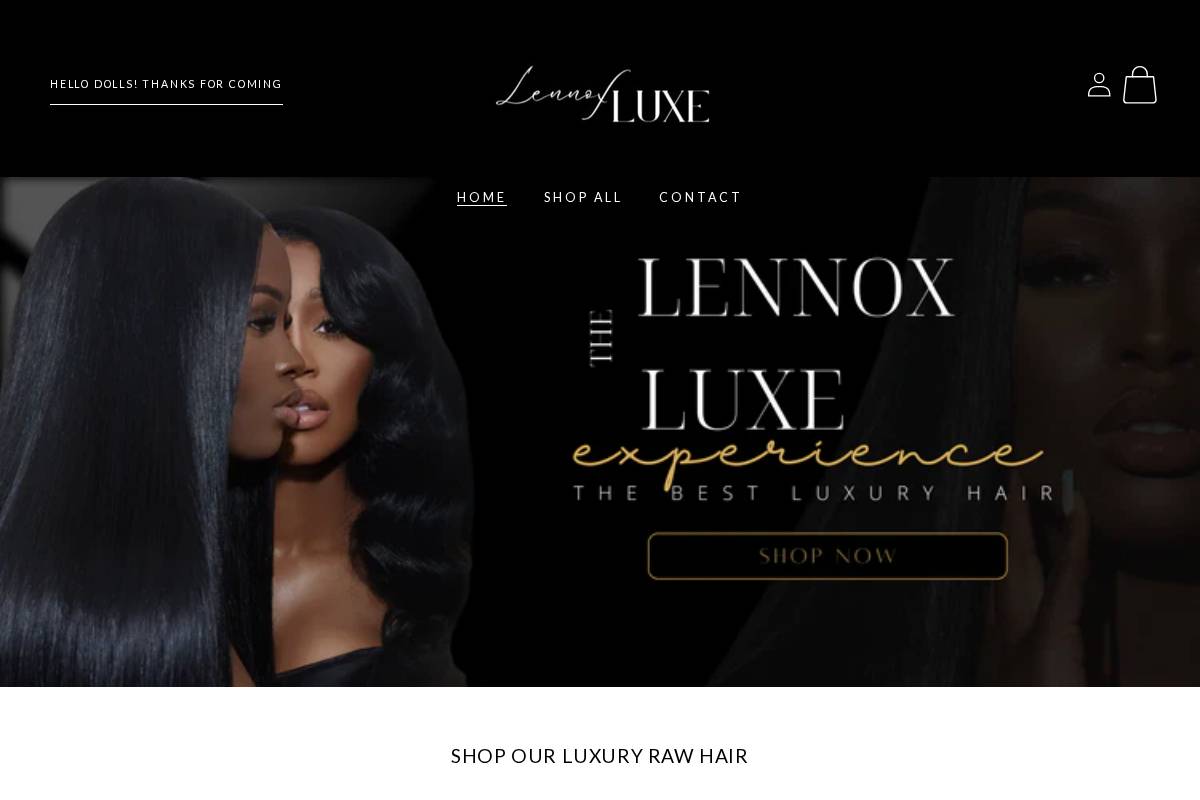 Lennox Luxe Hair Boutique homepage screenshot