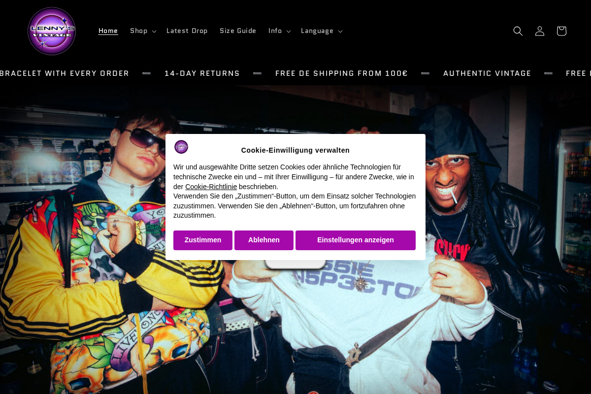 Lenny's Vintage homepage screenshot